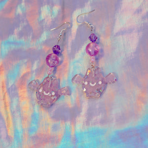 Pastel Goth Glitter Bat Earrings