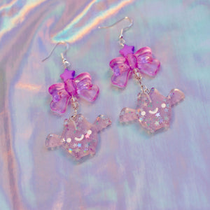 Pastel Goth Glitter Bat Earrings