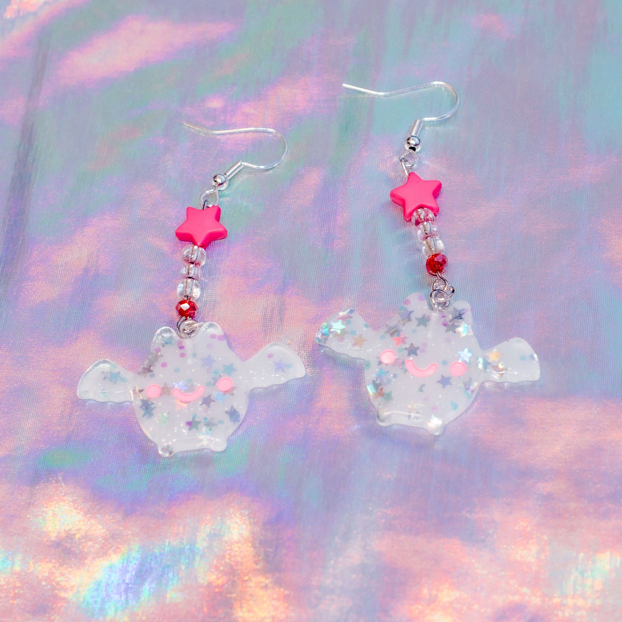 Pastel Goth Glitter Bat Earrings