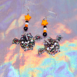 Pastel Goth Glitter Bat Earrings